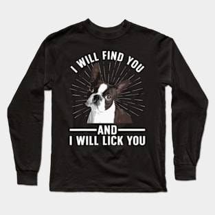 Cute Boston Terrier Art For Men Women Boston Terrier Lover Long Sleeve T-Shirt